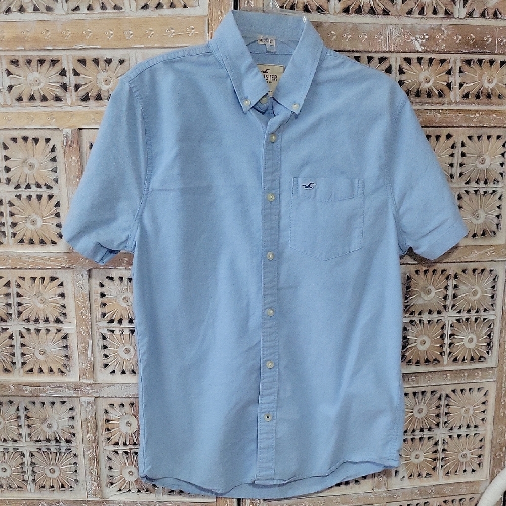 Hollister Stretch Men's Sky Blue Casual Button Down Shirt M
